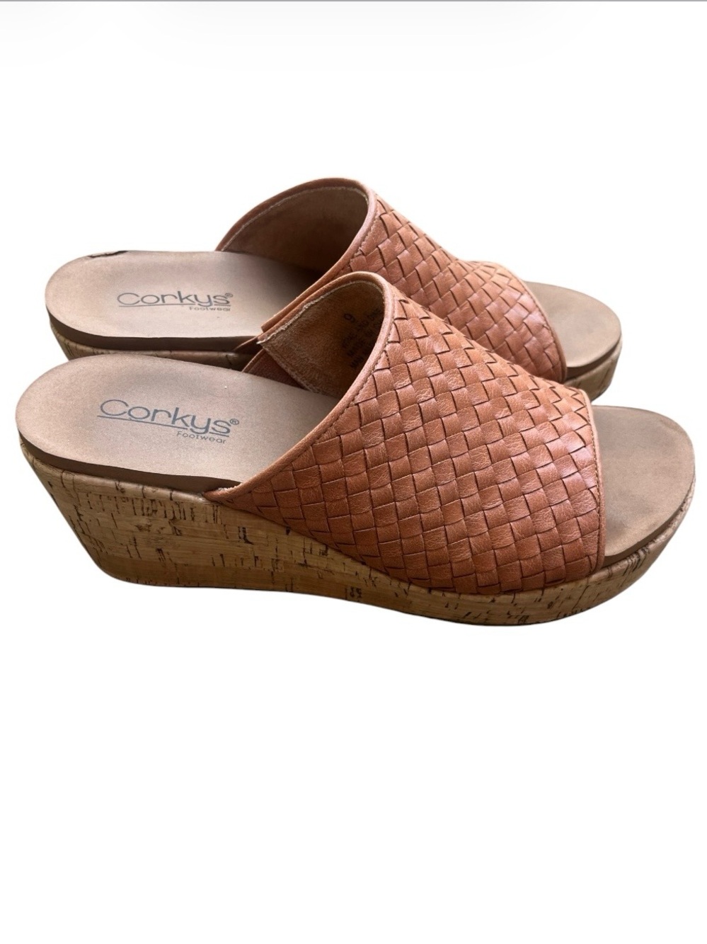Corkys Woven Slide Wedges - Tan